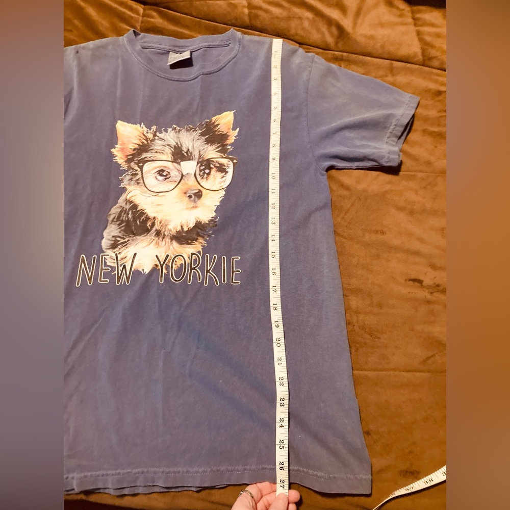 Blue 'New Yorkie' Graphic T-Shirt, comfort colors brand, size medium - Picture 3 of 5